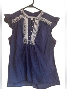 Old Navy Embroidered Boho Blouse | Navy Blue | Size S